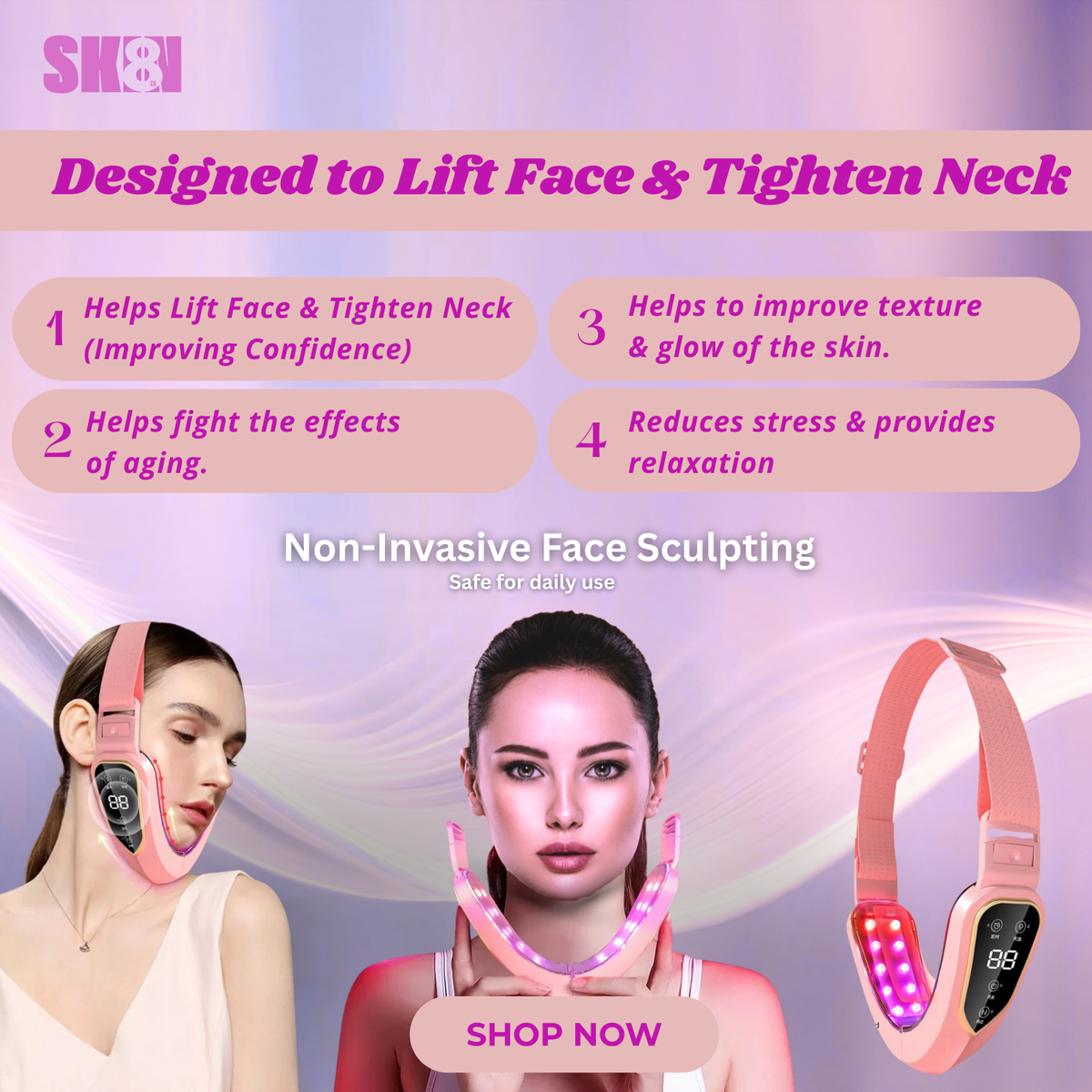 Skin8Co. - Face & Neck Lifting Massager (Facial Rejuvenation)